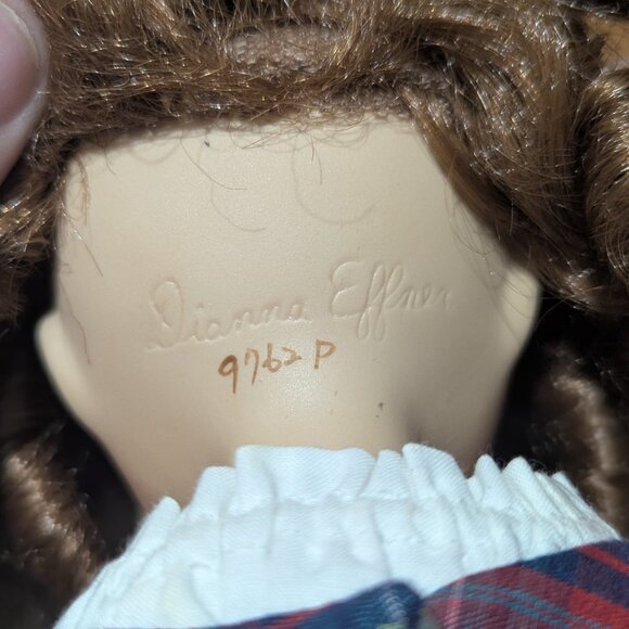 Dianne Effner Porcelain Doll – 1996P – Handcrafted Collectible in Plaid Dress - Picture 4 of 5